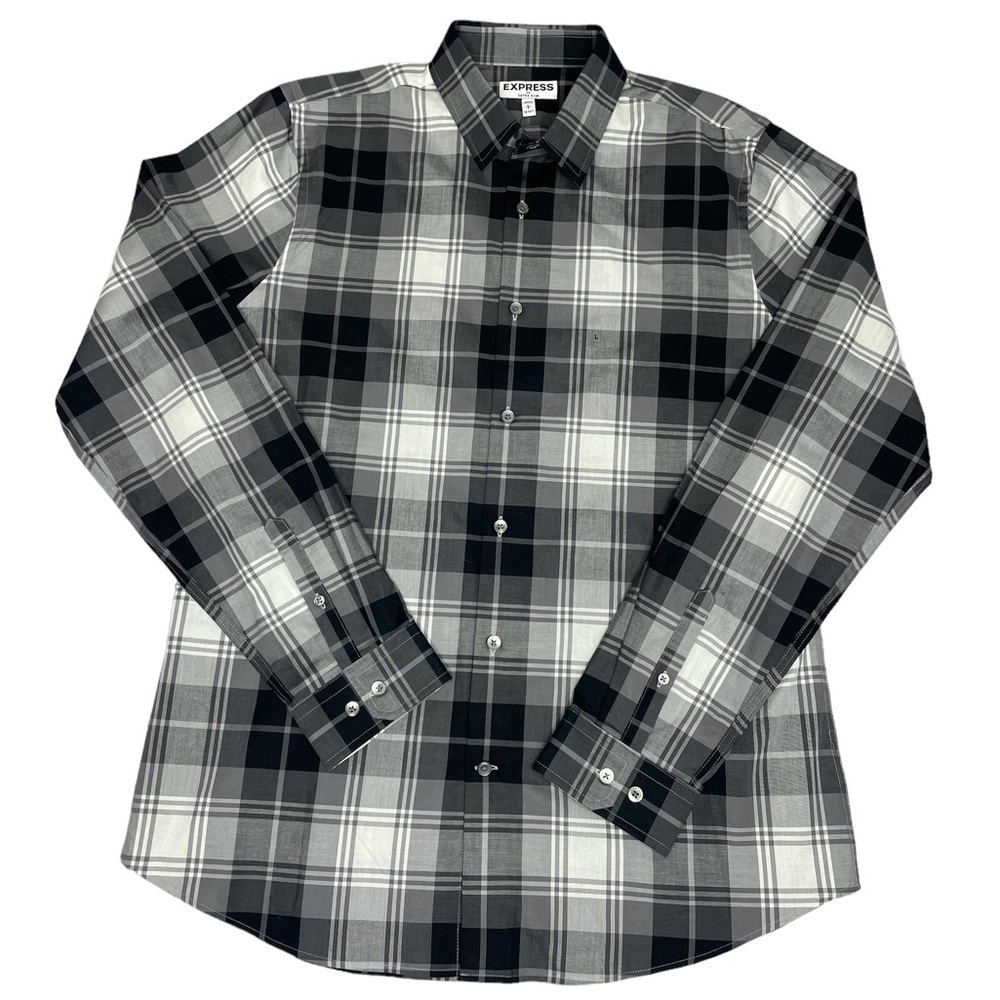 Express Men’s Extra Slim Plaid Button Down New With Tags Size Large